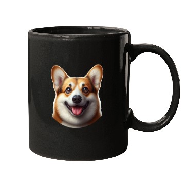 Discover Vibrant Corgi Face Illustration Mugs