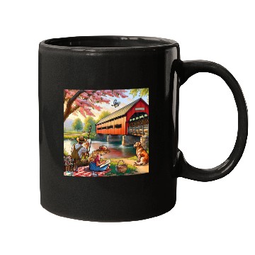 Discover Rustic Countryside Painting Scene Mugs