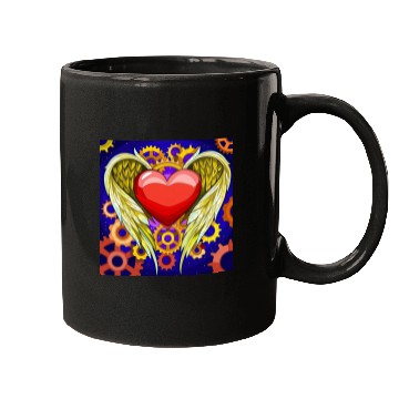 Discover Mechanical Heart with Angel Wings Mugs