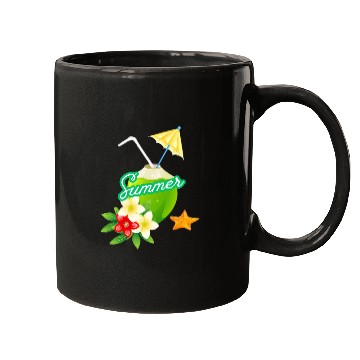 Discover Tropical Summer Coconut with Flowers Mugs
