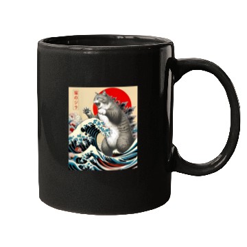 Discover Catzilla Cat Japanese Art Funny Cat Mugs