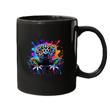 Discover Neon Psychedelic Lizard Illustration Mugs