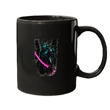 Discover Neon Samurai Warrior Illustration Mugs