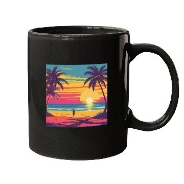 Discover Tropical Sunset Beach Scene Mugs