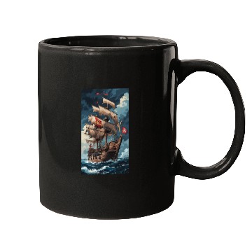 Discover Historical Pirate Ship Adventure Design Mugs