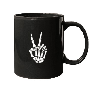 Discover Skeleton Hand Peace Sign Cool Halloween Mugs