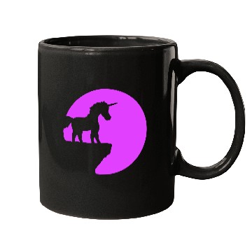 Discover Unicorn Cliff Moon Mountain Night Sweet Silhouette Mugs