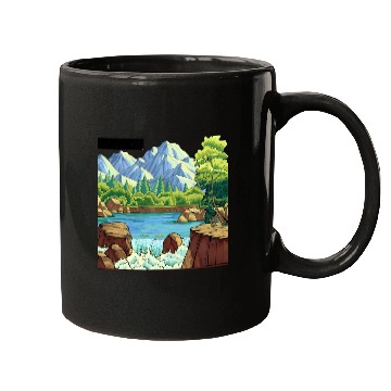 Discover Serene Mountain River Landscape Mugs