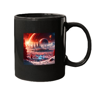 Discover Futuristic Alien Planet Landscape Mugs