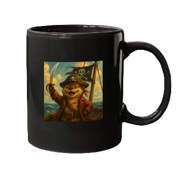 Discover Whimsical Pirate Ferret Art Mugs