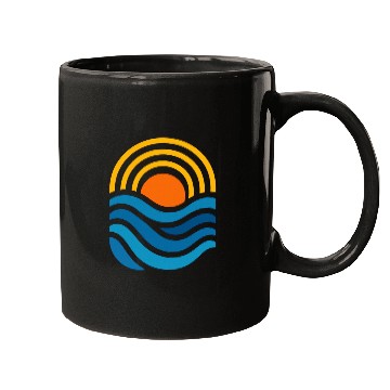Discover Vivid Sunset Over Ocean Waves Mugs