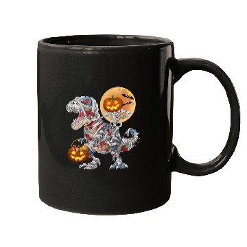 Discover Pumpkin Skeleton Riding Zombie Mummy Dinosaur  Mugs