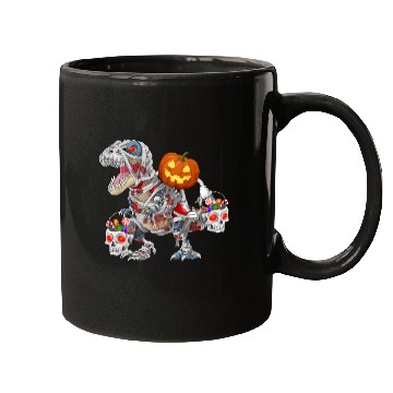 Discover Pumpkin Riding Zombie Mummy Dinosaur Halloween Mugs