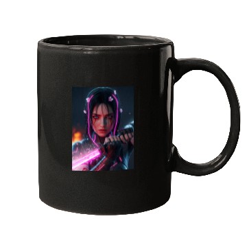Discover Cyberpunk Samurai Girl Mugs
