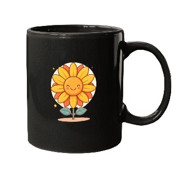 Discover Smiling Kawaii Sunflower Mugs