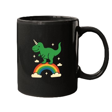 Discover Whimsical Dinosaur with Rainbow Arch Mugs
