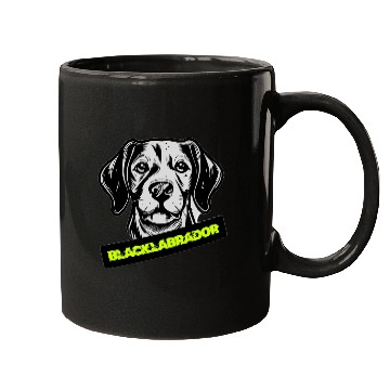 Discover Black Labrador Portrait Illustration Mugs