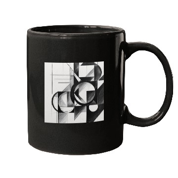 Discover Geometric Black and White Abstract Art Mugs