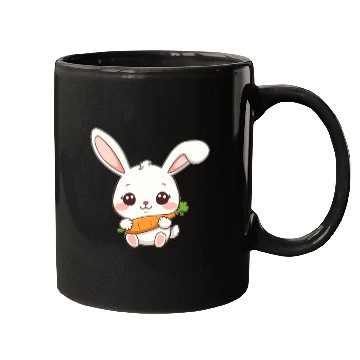 Discover Cute Bunny with Carrot Illustration Mugs