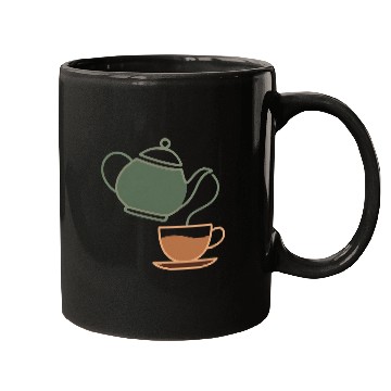 Discover Vintage Tea Kettle and Cup Silhouette Mugs