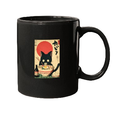 Discover Ramen Cat Retro Poster Mugs