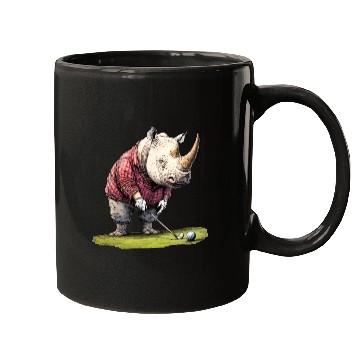 Discover Rhinoceros Golfer / Golf Rhinoceros Mugs