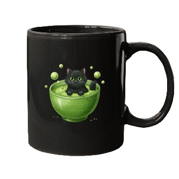 Discover Black Cat in Green Tea Bubble Bath Mugs