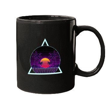 Discover Neon Sunset with Tropical Palms Mugs