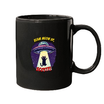 Discover Beam Meow Up, Scotty – Funny UFO Cat Mugs