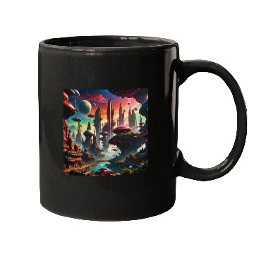 Discover Future Alien Cityscape Ufo Different Planet View Mugs