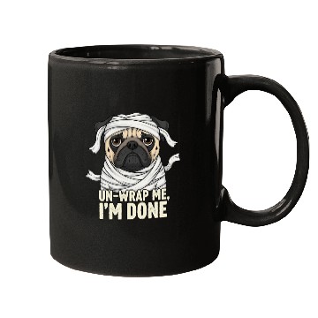 Discover Funny Mummy Dog Illustration Mugs