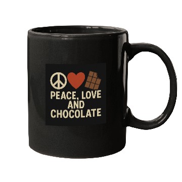 Discover Peace Love and Chocolate Quote Design Mugs