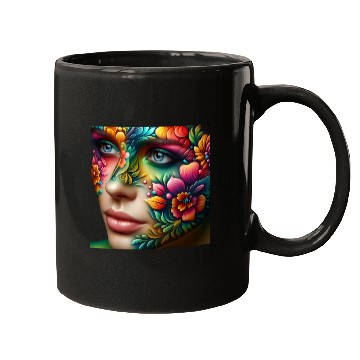 Discover Vibrant Floral Face Art Mugs