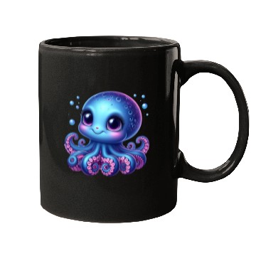 Discover Colorful Cartoon Octopus Illustration Mugs