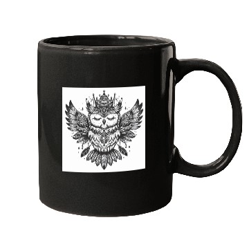 Discover Majestic Crowned Owl Fantasy Design Mugs