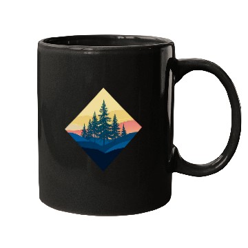 Discover Serene Mountain Pine Sunset Design Mugs