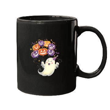 Discover Halloween Ghost with Jack-o'-Lantern Balloons Mugs