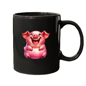 Discover Joyful Cartoon Pig Illustration Mugs