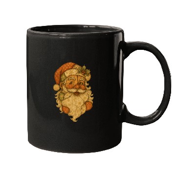 Discover Patchwork Santa Face Vintage Christmas Folk Art Mugs