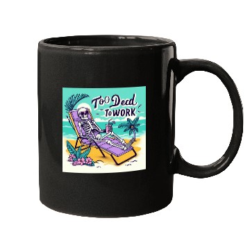 Discover Skeleton Relaxing at Beach Scene Mugs