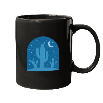 Discover Night Desert Cactus Silhouette Design Mugs