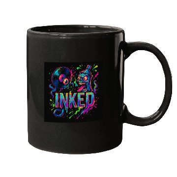 Discover Neon Graffiti Spray Can with Skull and Turntable Mugs