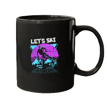 Discover Retro Snow Skiing Illustration Mugs