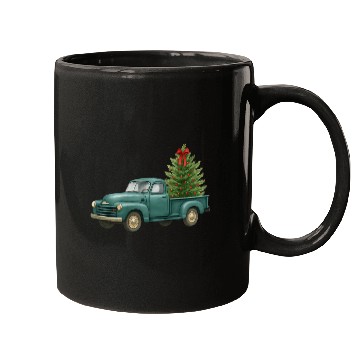 Discover Vintage Green Truck Christmas Tree Mugs