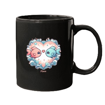 Discover Celestial Pisces Love Heart Illustration Mugs