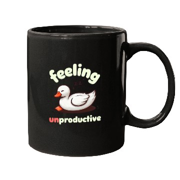 Discover Playful Sleepy Duck Illustration Mugs