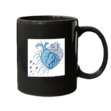 Discover Whimsical Cat Embracing Heart Mugs