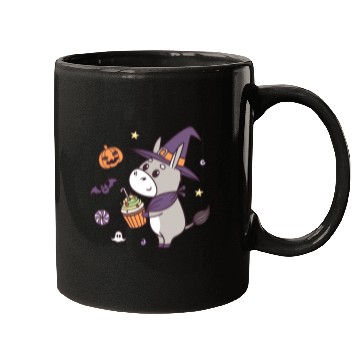 Discover Whimsical Halloween Witch Pony Design Mugs