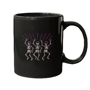 Discover Neon Skeleton Dance Illustration Mugs
