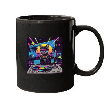 Discover 80s Retro Cat DJ Mugs